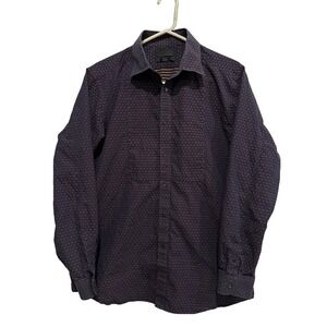 Diesel Black Gold Mens Button Down Shirt Navy Dot Print‎ Long Sleeve Size 52